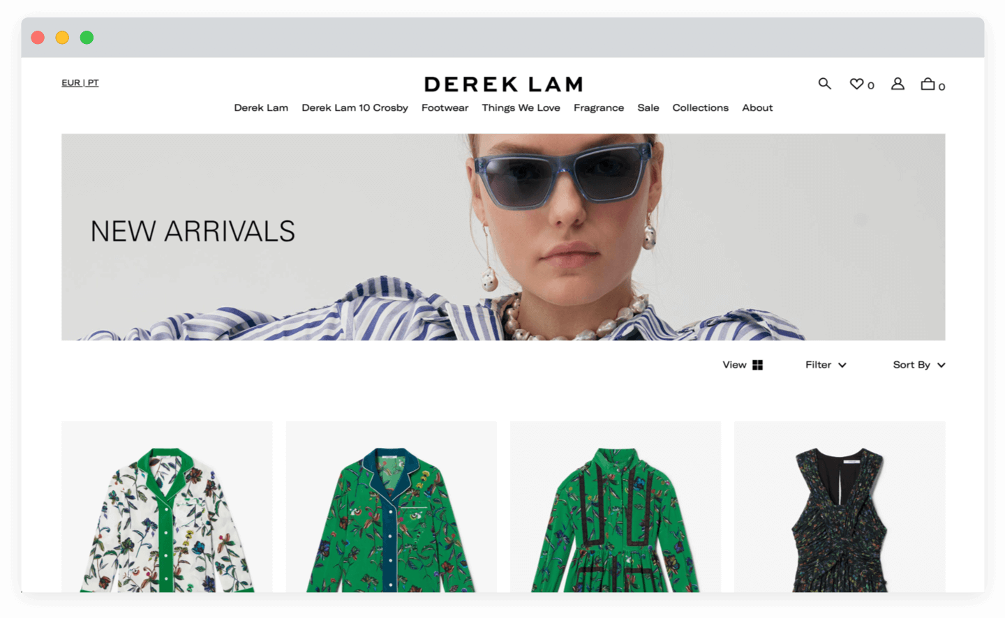 Screenshot of a product listing page of Derek Lam website